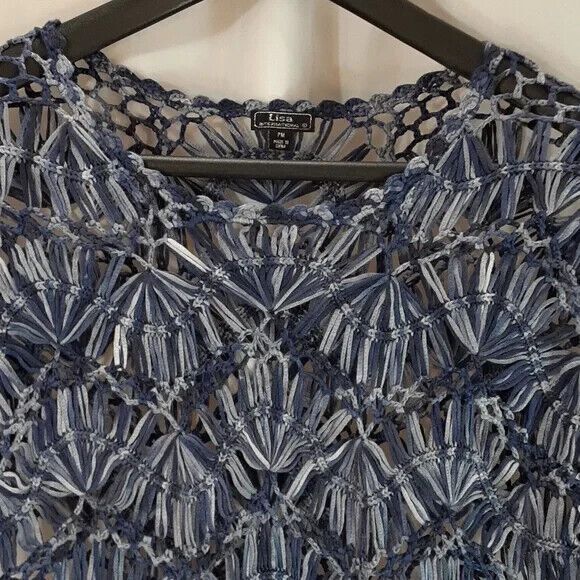 Lisa international size PM loose knit sweater See (pics) blue * - Picture 3 of 12